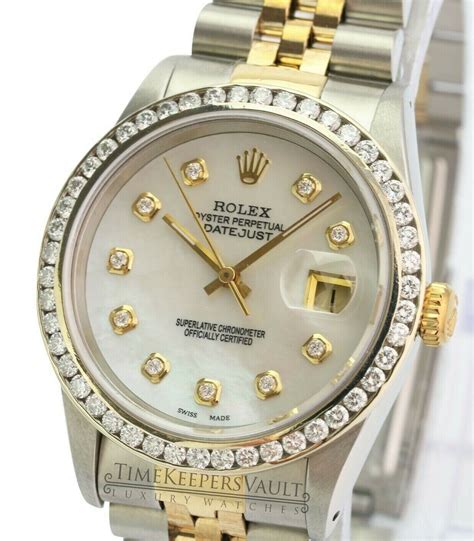 36mm gold rolex with diamond bezel|rolex 36mm datejust two tone.